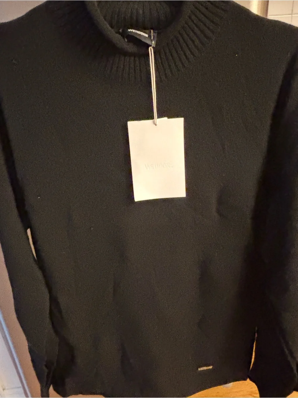 WE11 DONE cashmere men’s black crewneck sweater